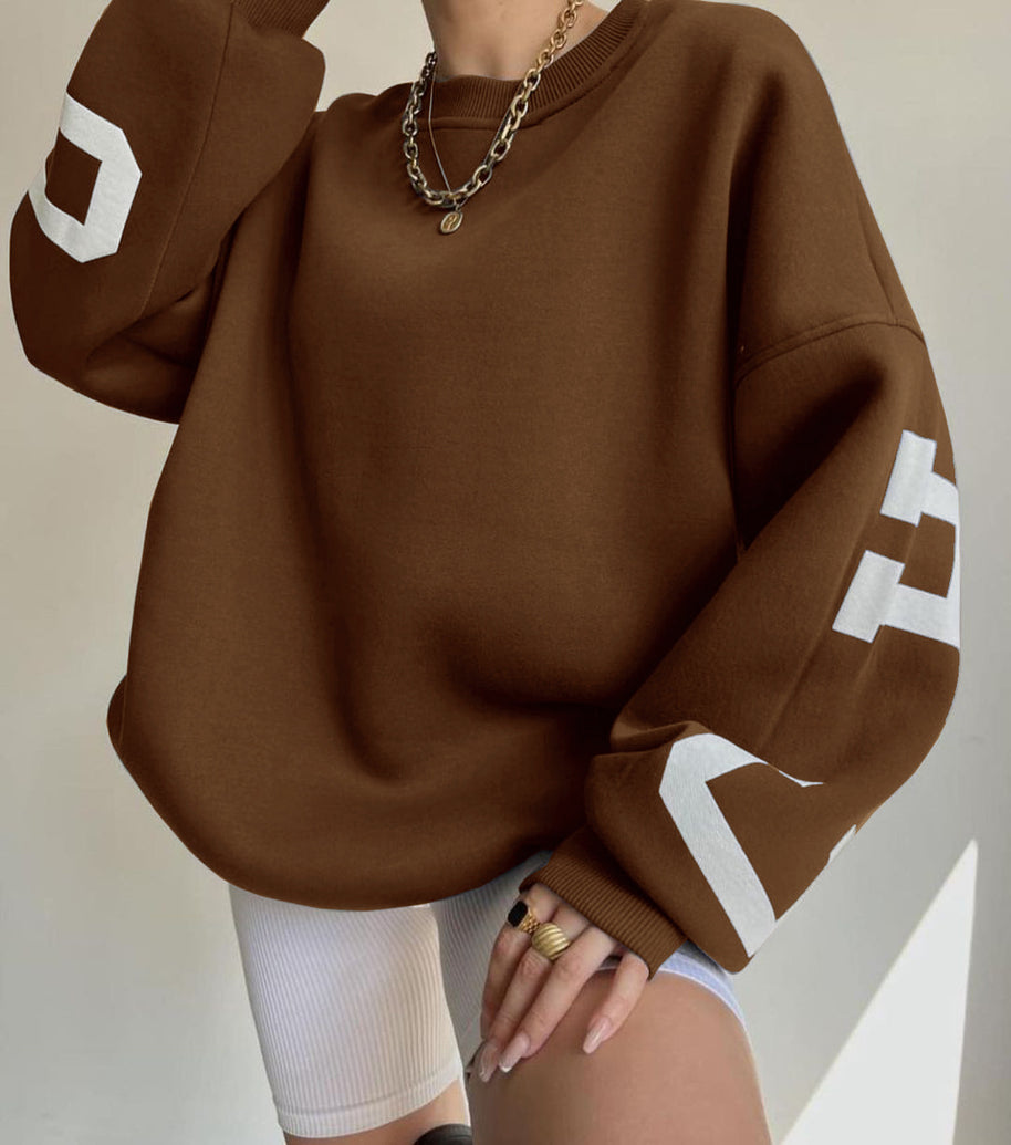 Damen lässiger Oversized Sweater mit kontrastierenden Ärmeln WW