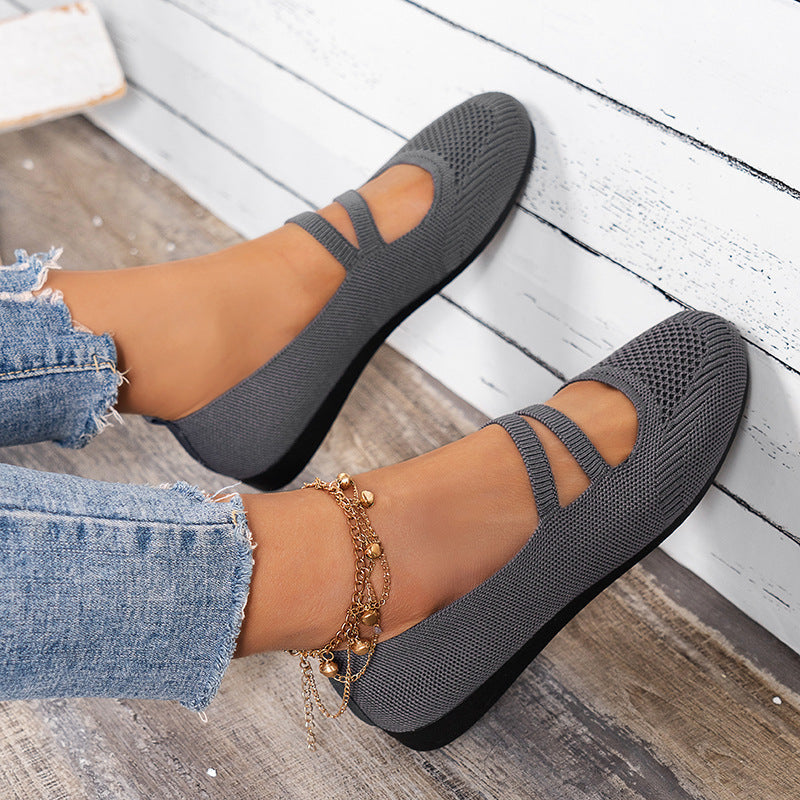 WW | Flache Slipper Mit Riemen Über Dem Spann Und Flacher Sohle Für Damen