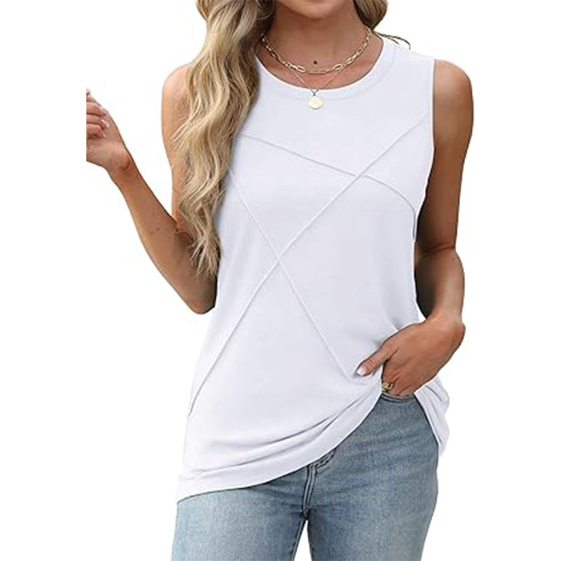 Damen ärmelloses T-Shirt mit modernem geometrischen Design WW