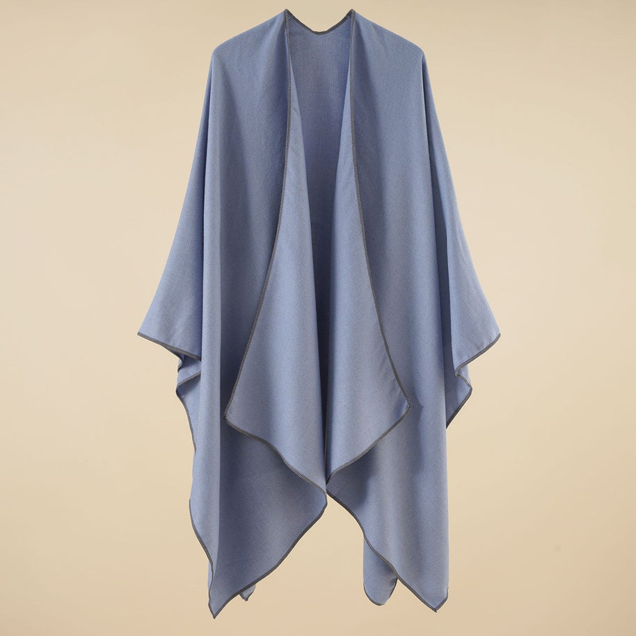 Damen Eleganter Wickelp Poncho aus weichem Wollmix WW