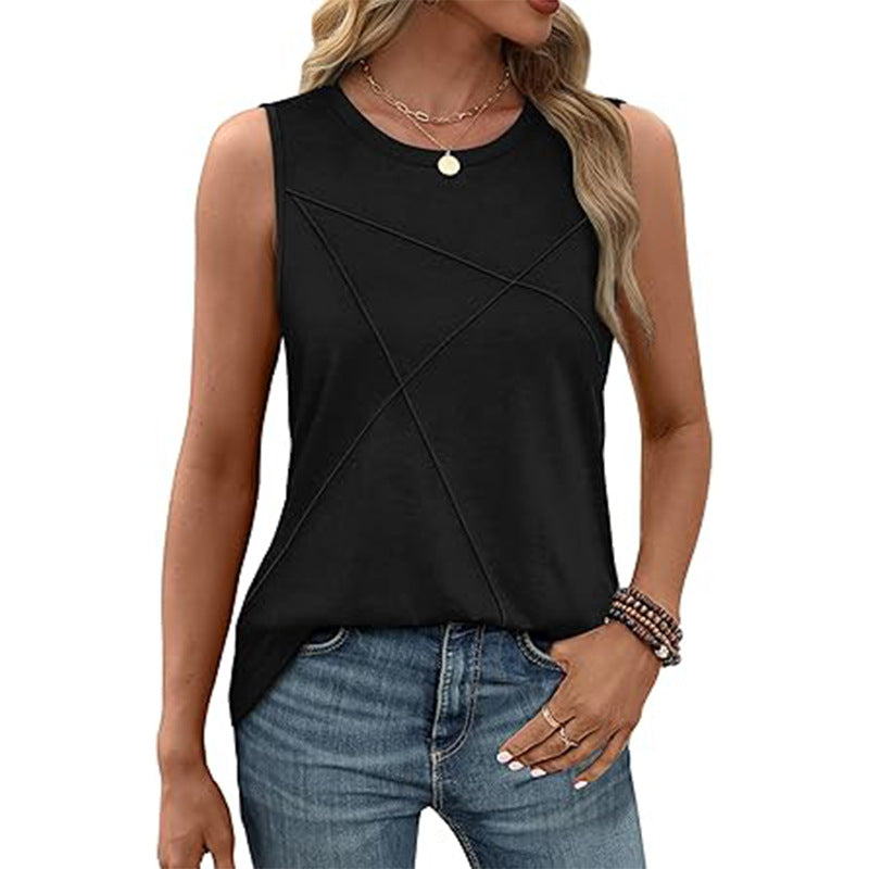 Damen ärmelloses T-Shirt mit modernem geometrischen Design WW