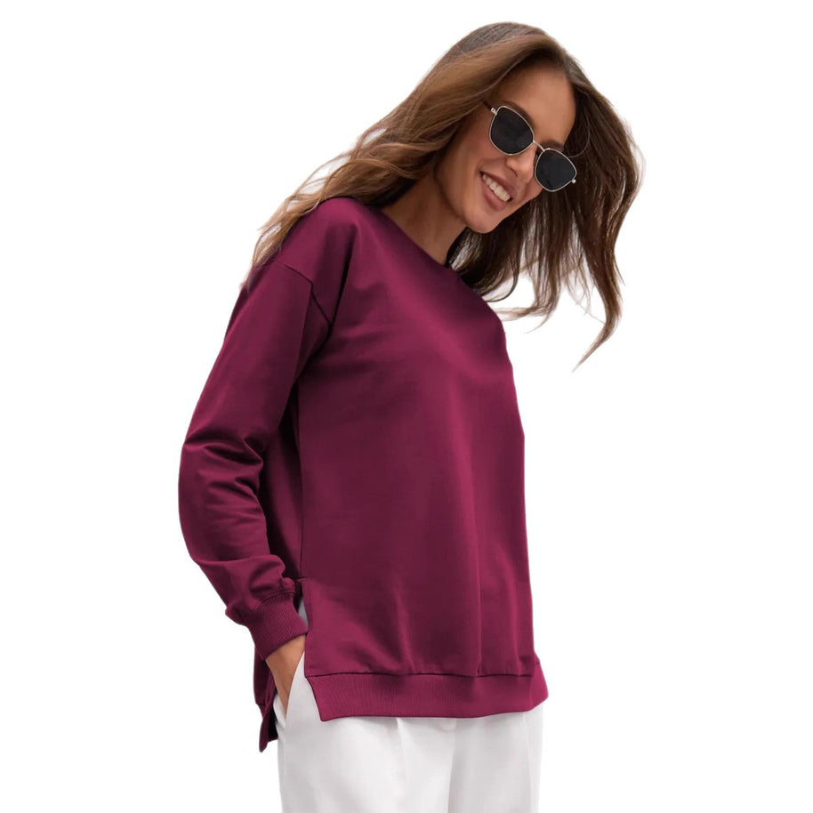 Damen bequemer Sweatshirt mit seitlichen Schlitzen WW