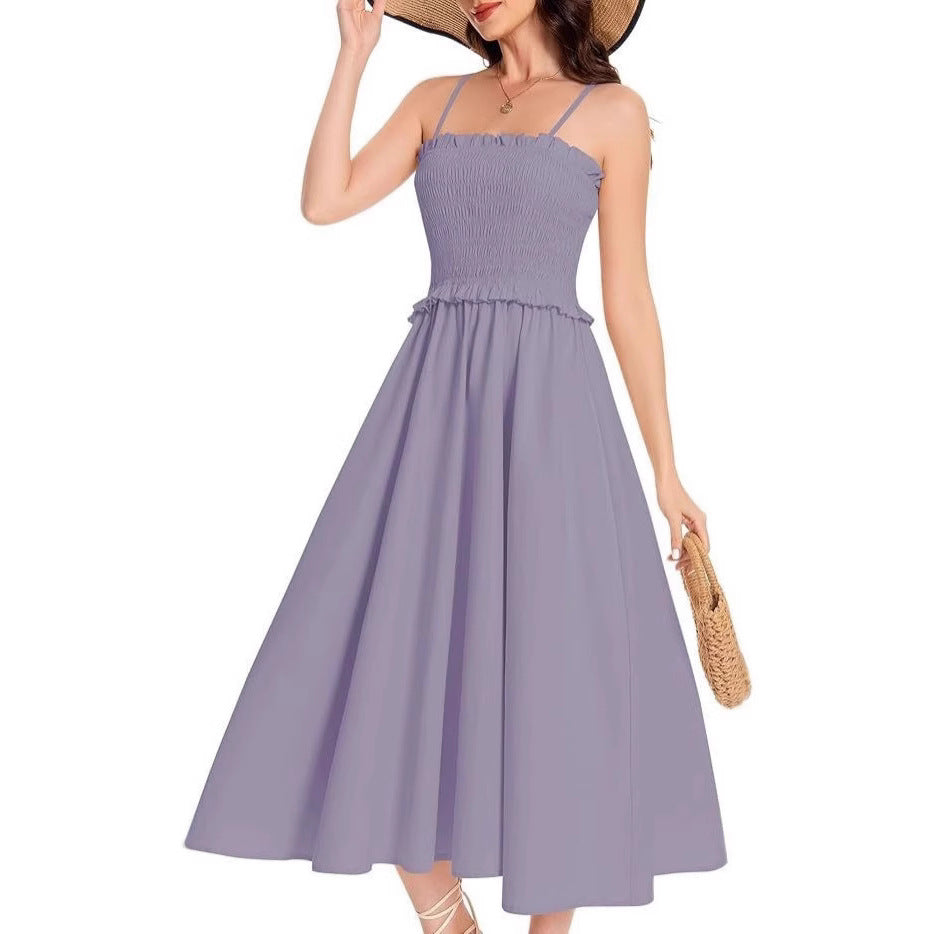 Damen elastisches Maxikleid mit Rüschendetails und geschmeidigem Material WW