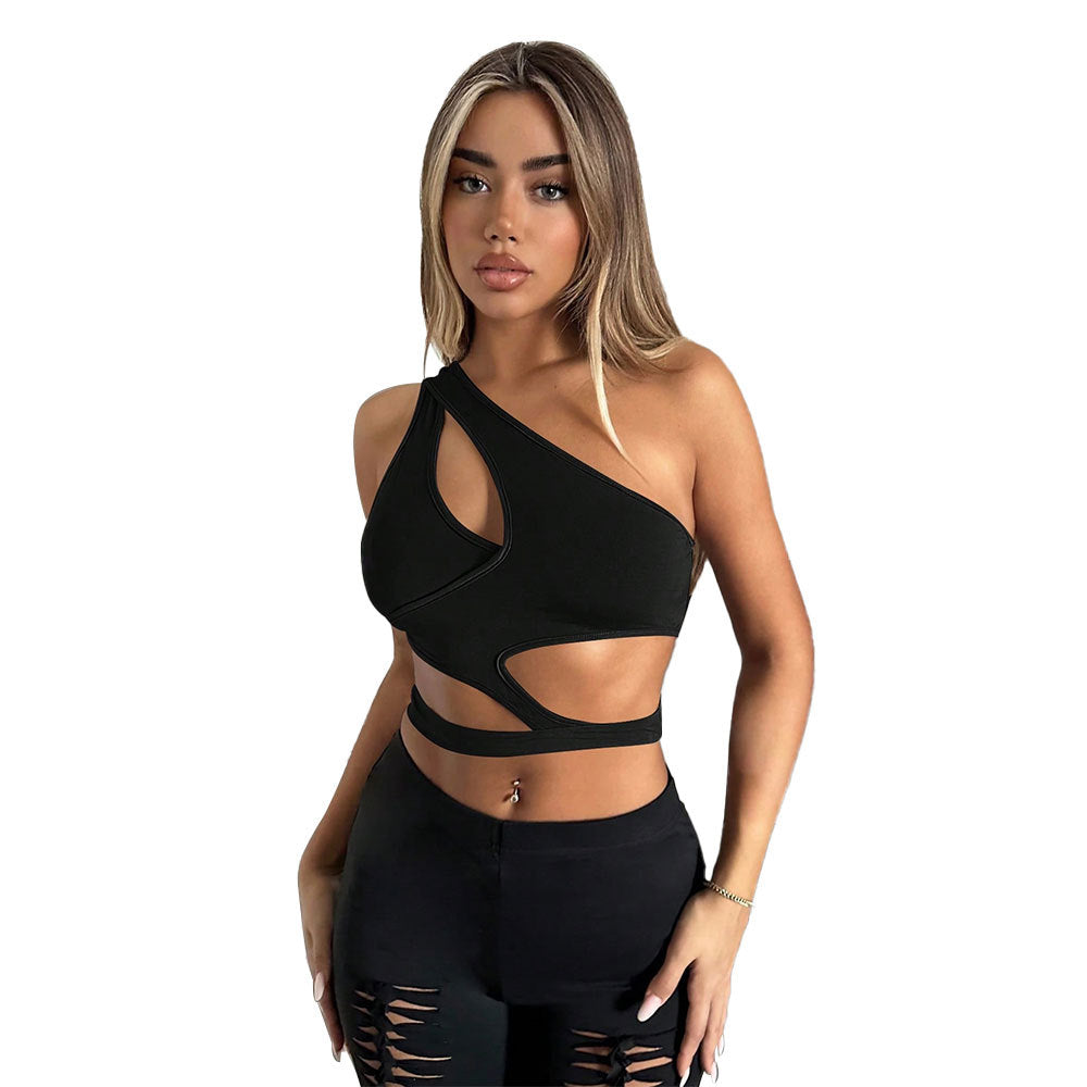 Damen asymmetrisches Crop-Top mit Cut-Out-Details und elegantem Design W&W