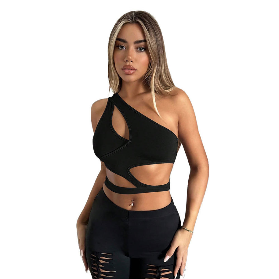 Damen asymmetrisches Crop-Top mit Cut-Out-Details und elegantem Design W&W