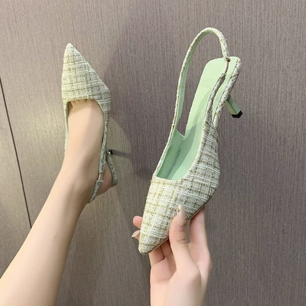 Damen Slingback-Pumps mit elegantem Stoffmix und modischem Absatz W&W