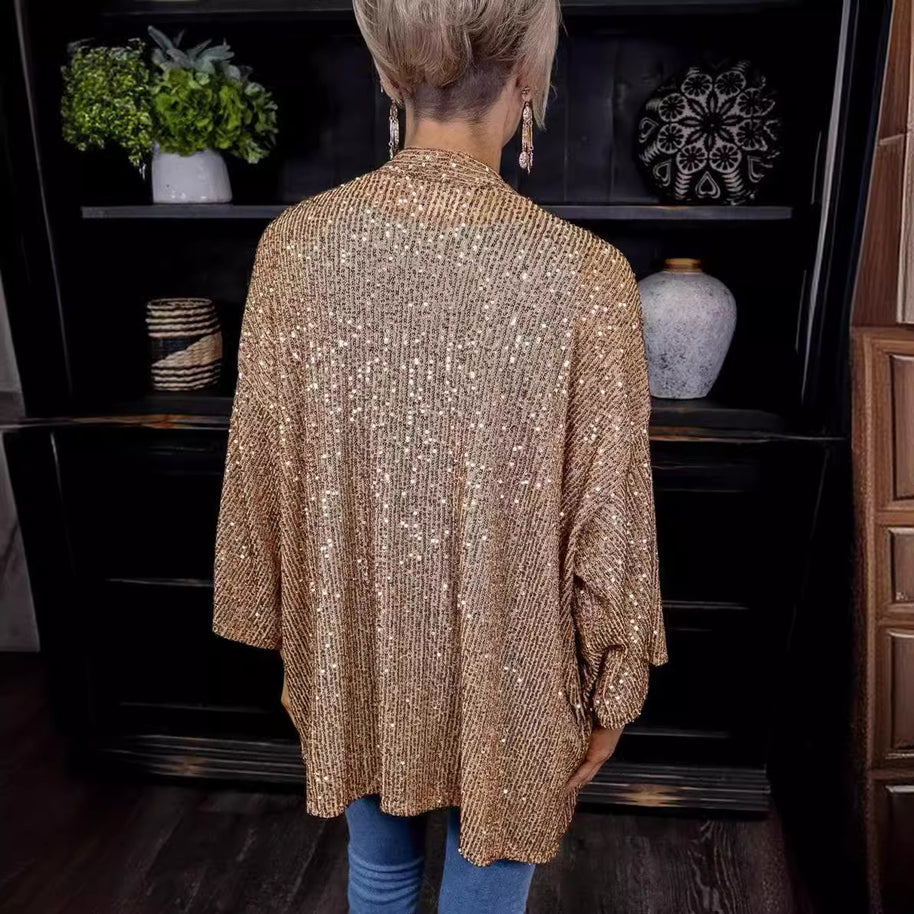 Damen lässiger Cardigan mit offenen Front und fließender Passform WW