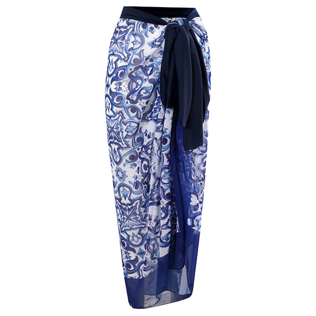 Damen Strandpareo mit elegantem floralen Design und verstellbarem Bindegürtel WW