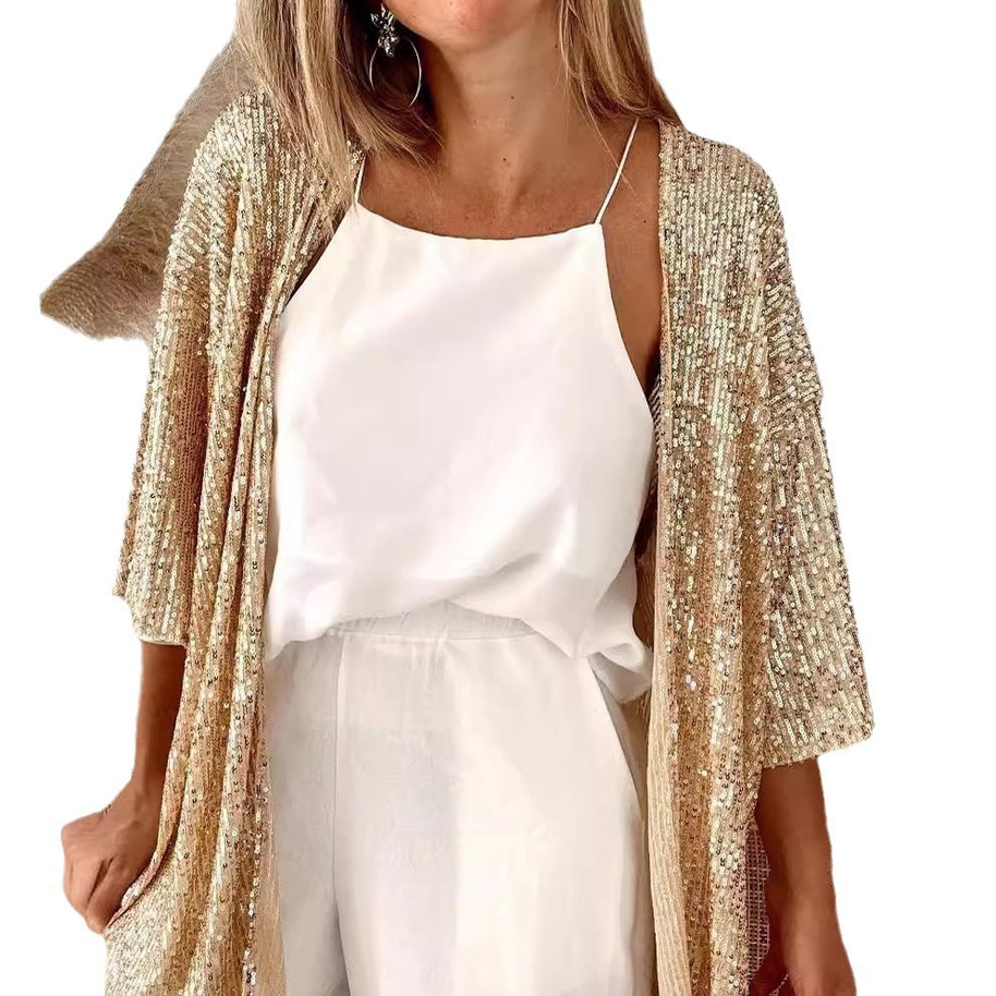 Damen lässiger Cardigan mit offenen Front und fließender Passform WW