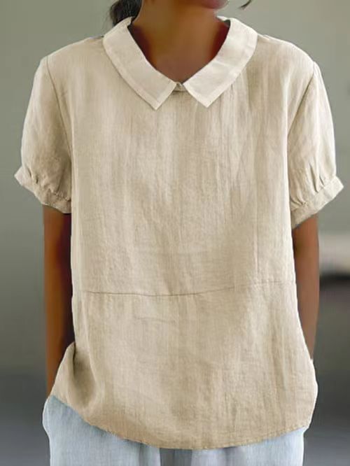 Damen Bio-Leinen Bluse mit Kragen WW