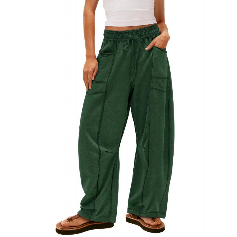 Damen weite Freizeithose mit praktischen Seitentaschen und elastischem Bund WW