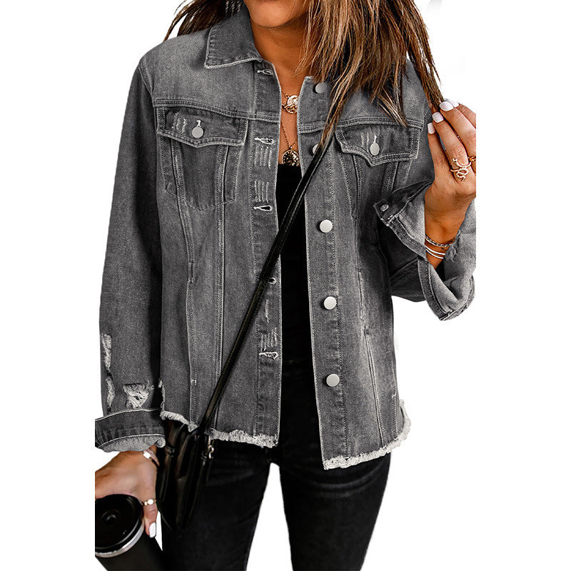 Damen Denim-Jacke mit lässigem Schnitt und funktionalen Taschen WW