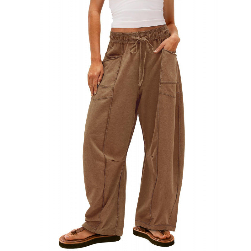 Damen weite Freizeithose mit praktischen Seitentaschen und elastischem Bund WW