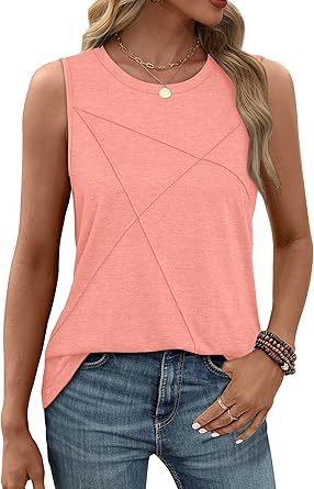 Damen ärmelloses T-Shirt mit modernem geometrischen Design WW