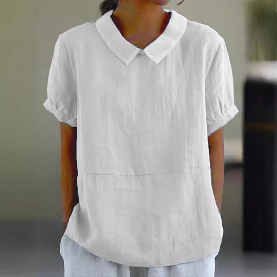 Damen Bio-Leinen Bluse mit Kragen WW