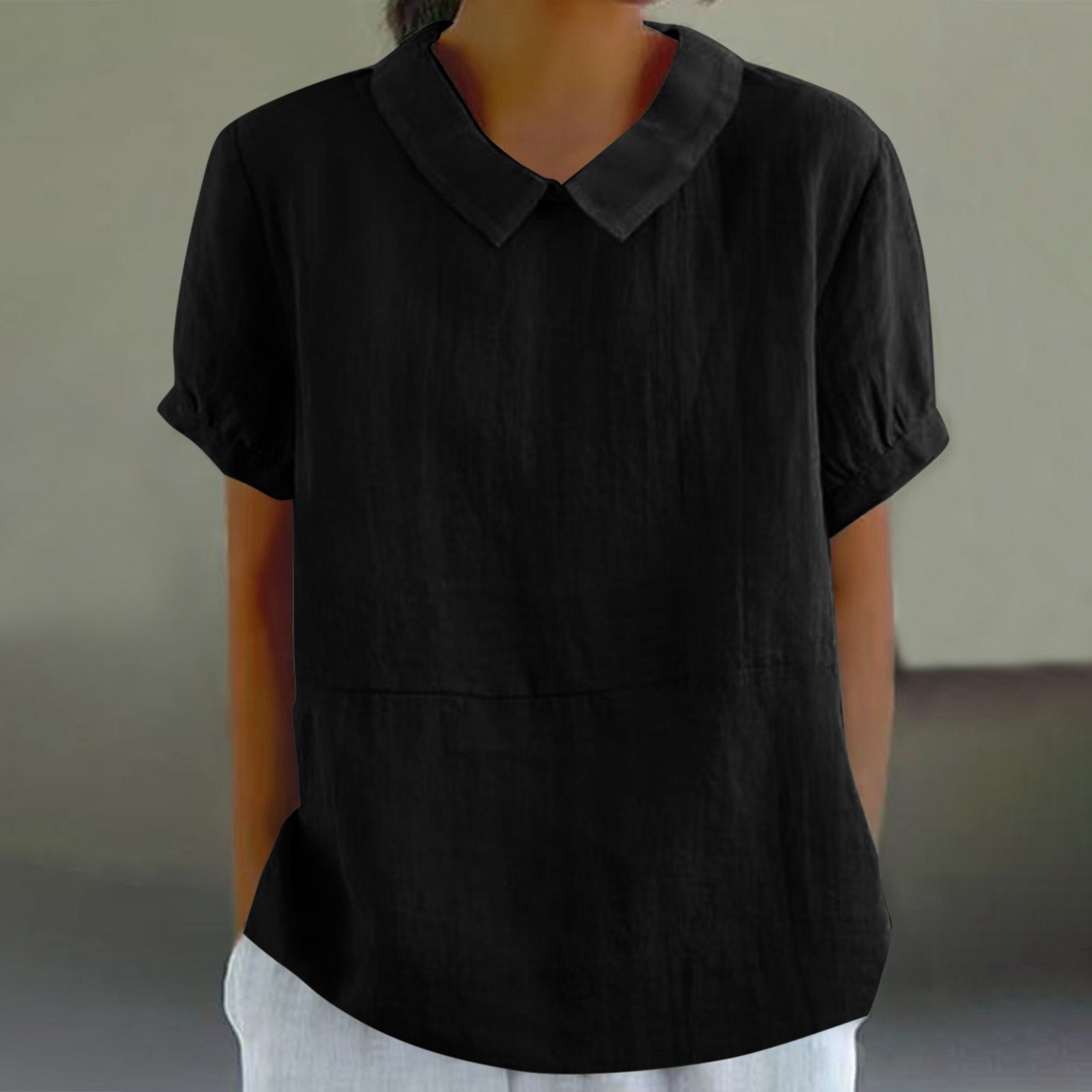 Damen Bio-Leinen Bluse mit Kragen WW