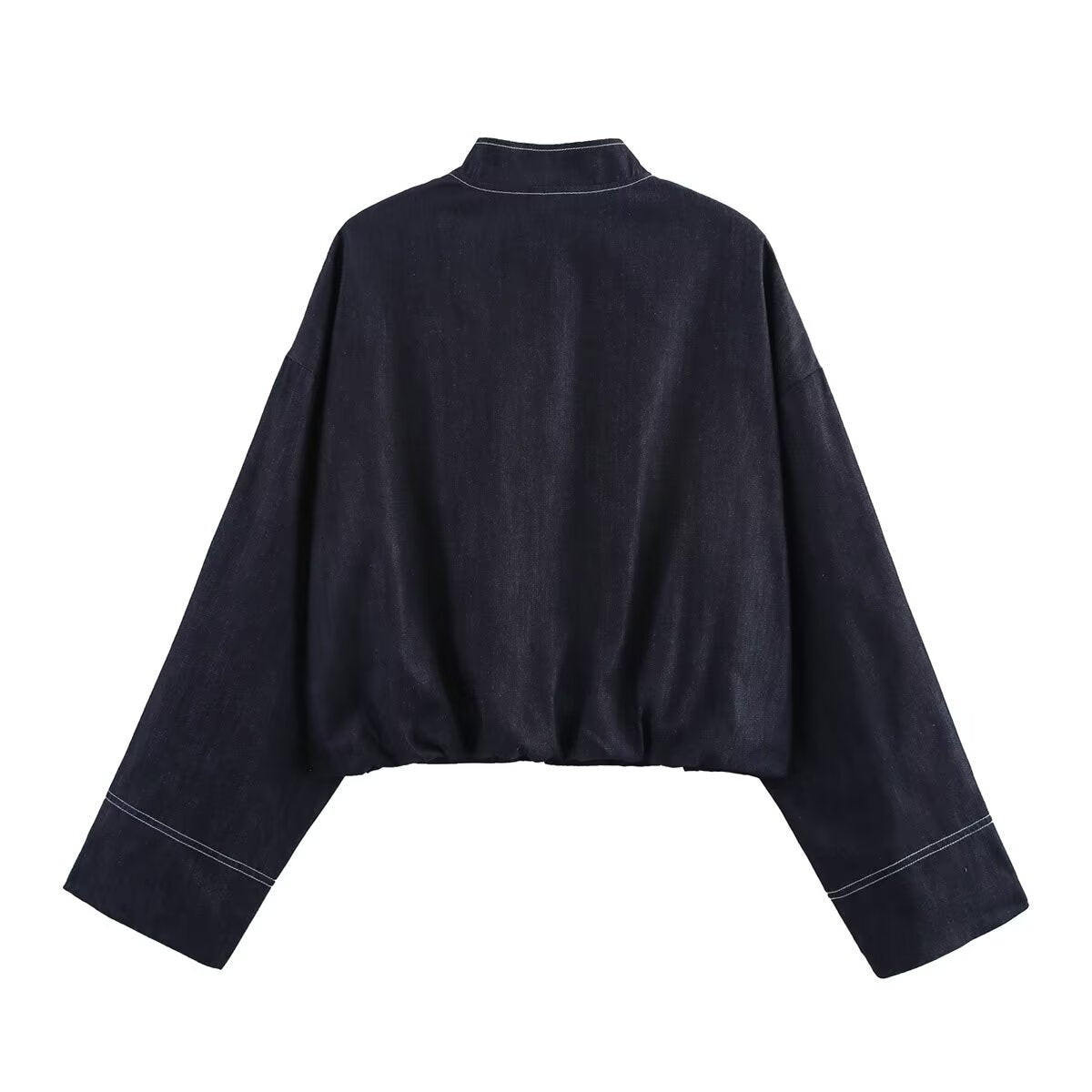 Damen cropped Denim-Jacke im lässigen Blouson-Stil mit Reißverschluss WW