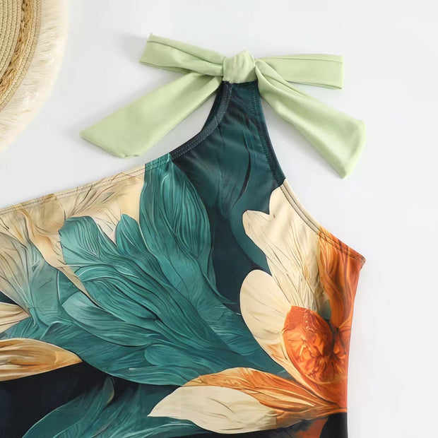 WW | Damen Badeanzug-Set mit elegantem asymmetrischen Design und verspieltem Rockdetail