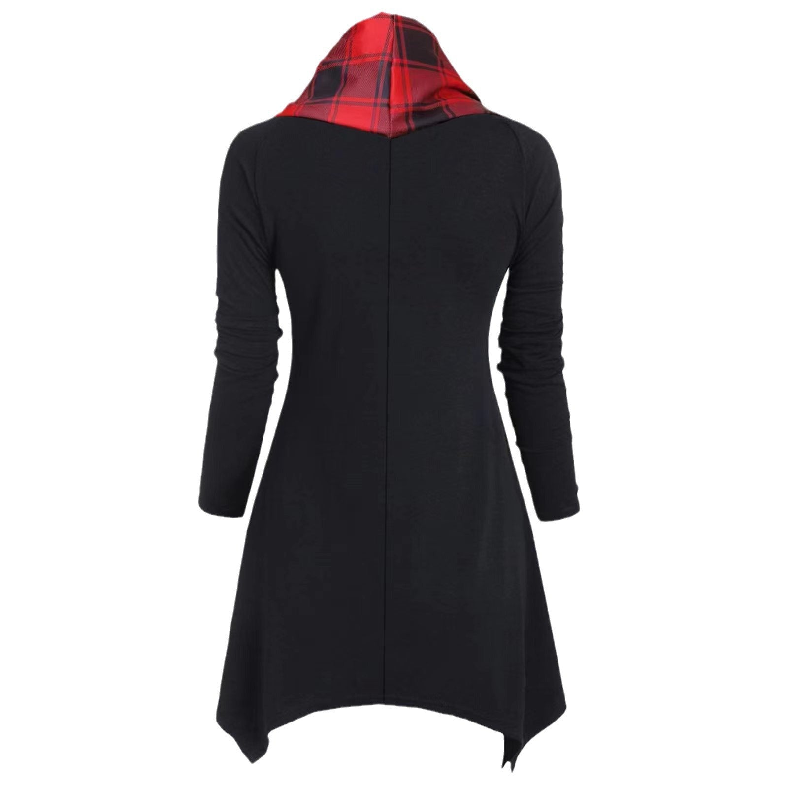 Damen Hoodie-Kleid mit asymmetrischem Schnitt und Karomuster WW