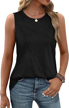 Damen ärmelloses T-Shirt mit modernem geometrischen Design WW