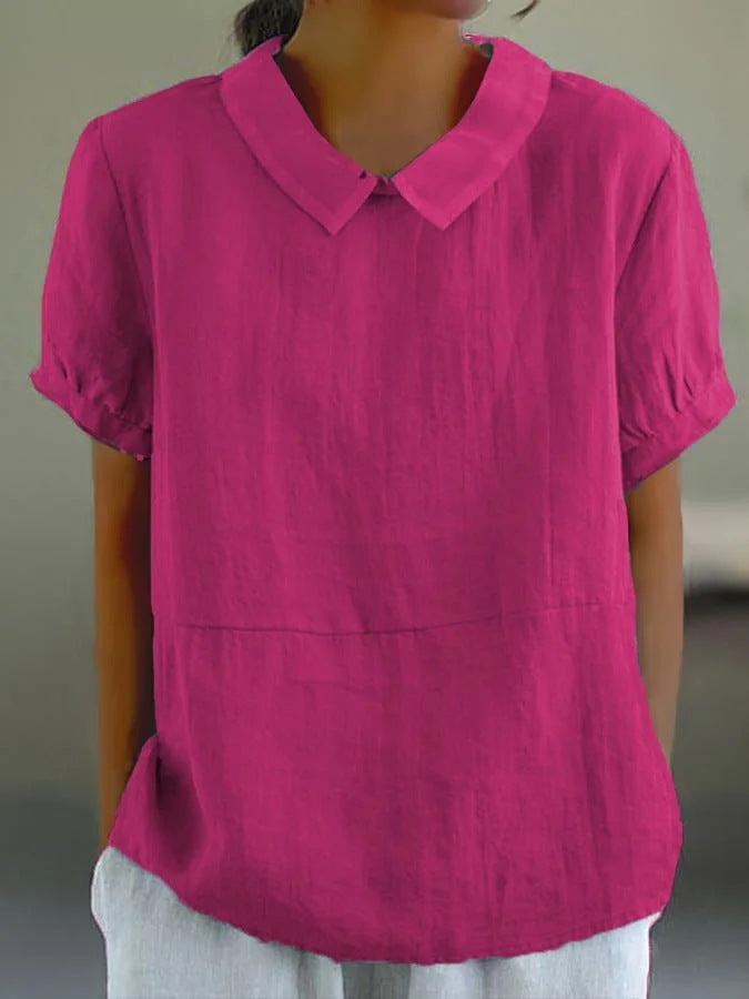 Damen Bio-Leinen Bluse mit Kragen WW