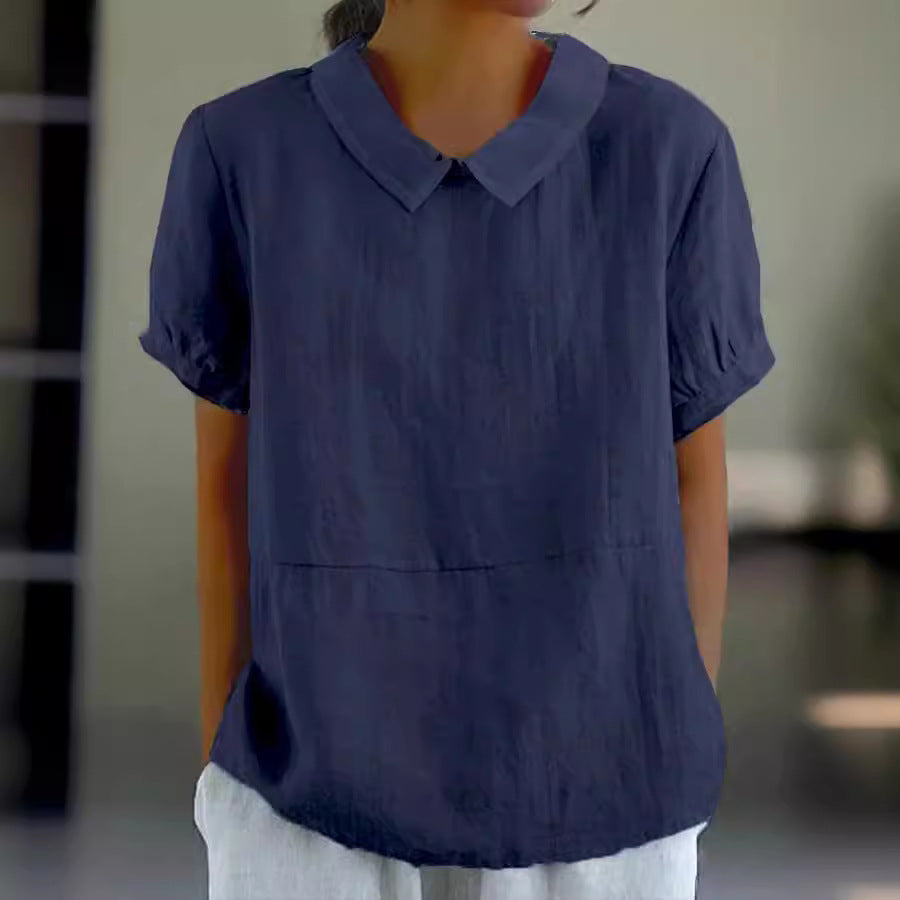 Damen Bio-Leinen Bluse mit Kragen WW