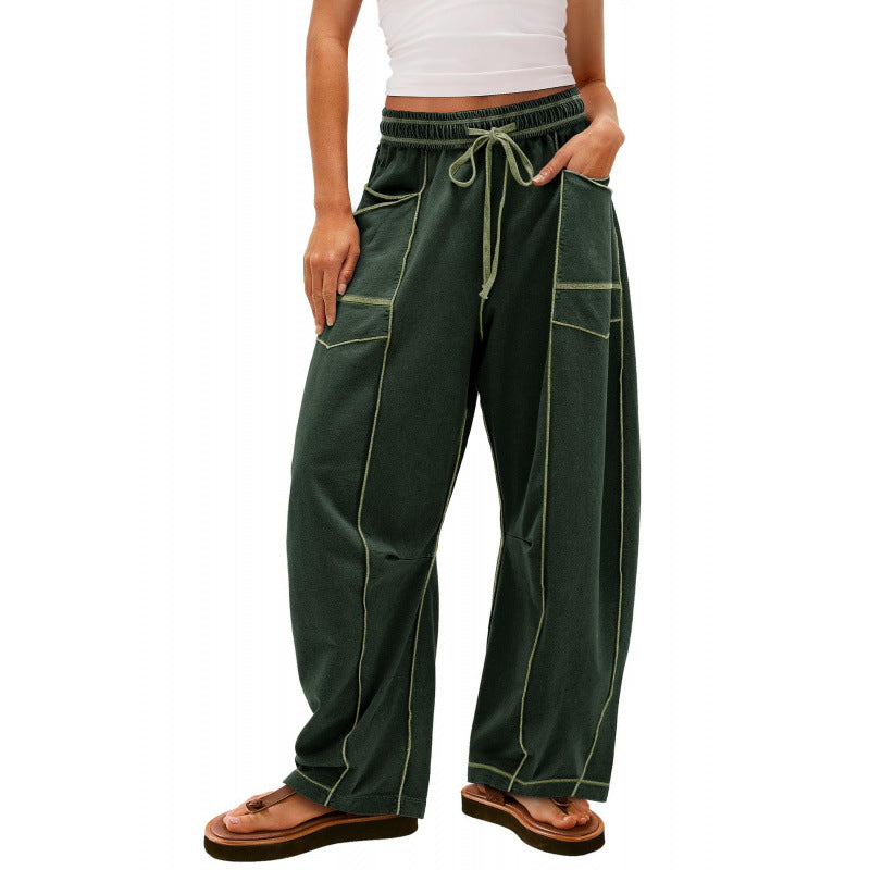 Damen weite Freizeithose mit praktischen Seitentaschen und elastischem Bund WW