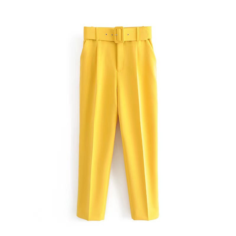 Damen weite Hochbundhose mit schickem Gürtel WW