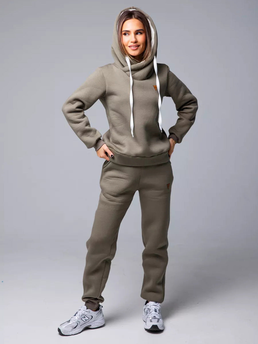 Damen Sportliches Hoodie-Set mit hohem Kragen WW
