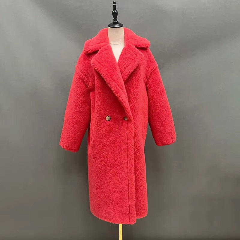 Damen Fleece-Mantel mit doppelter Knopfleiste und trendigem Schnitt WW