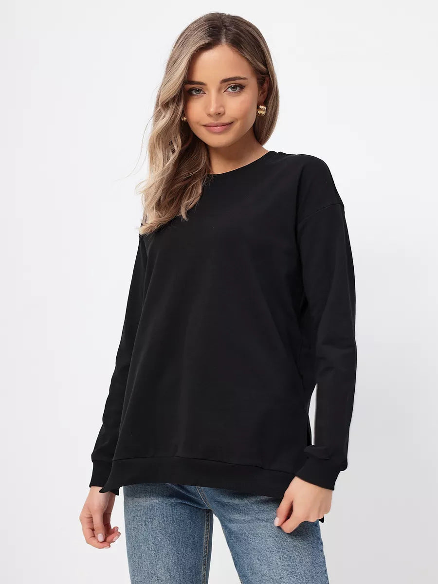 Damen bequemer Sweatshirt mit seitlichen Schlitzen WW