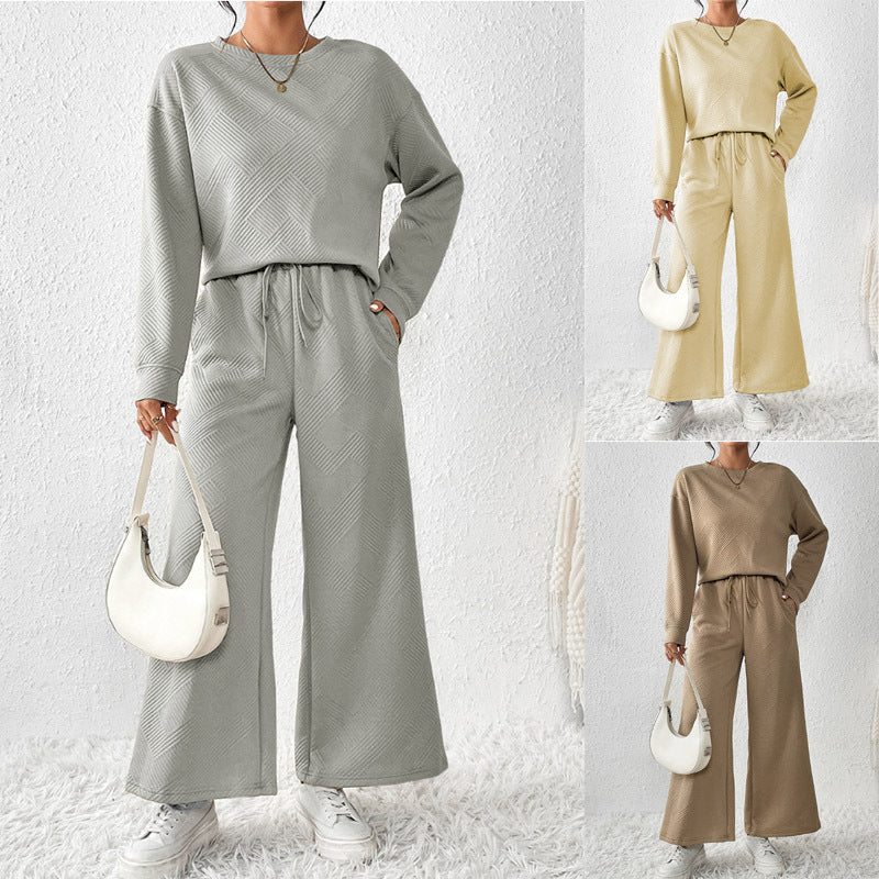 Damen gemütliches Lounge-Set mit strukturiertem Muster WW