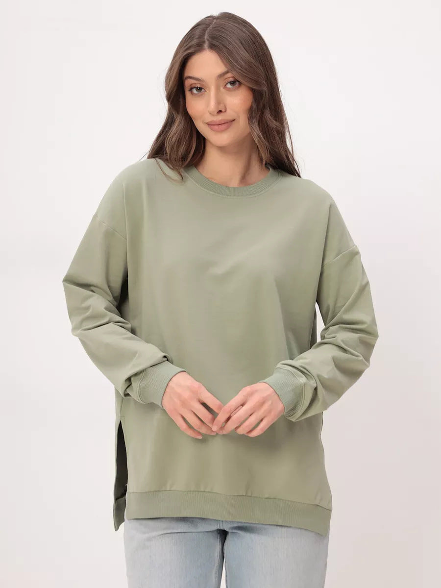 Damen bequemer Sweatshirt mit seitlichen Schlitzen WW
