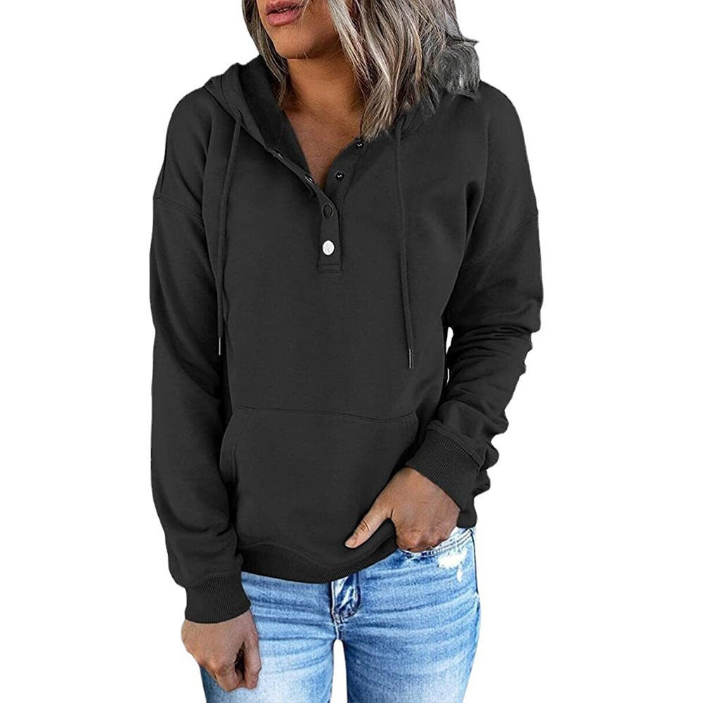 Damen Hoodie mit funktionalen Knopfdetails und lässiger Passform WW