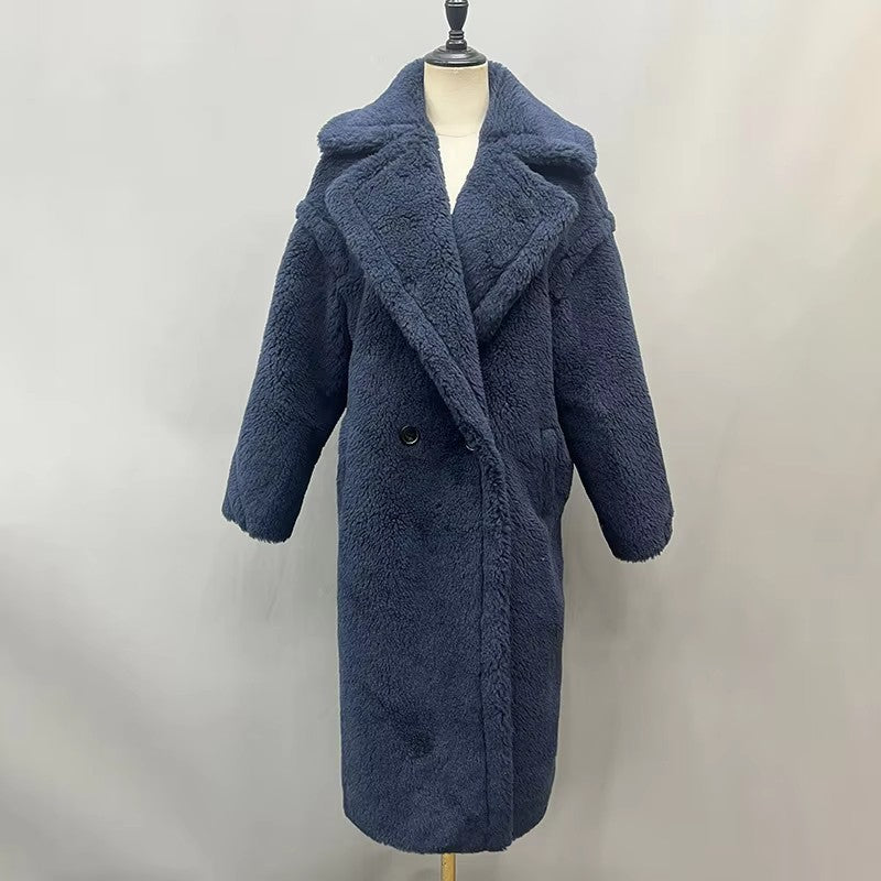 Damen Fleece-Mantel mit doppelter Knopfleiste und trendigem Schnitt WW
