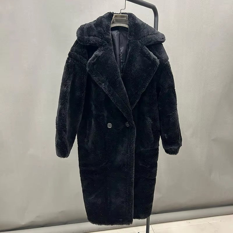 Damen Fleece-Mantel mit doppelter Knopfleiste und trendigem Schnitt WW