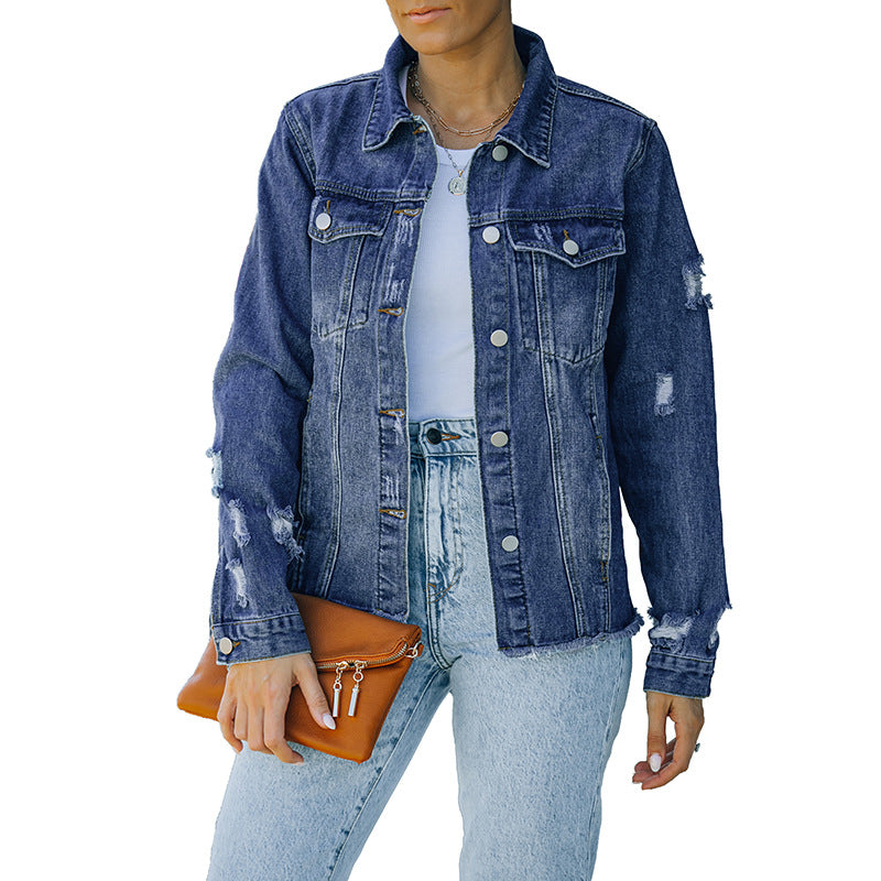 Damen Denim-Jacke mit lässigem Schnitt und funktionalen Taschen WW