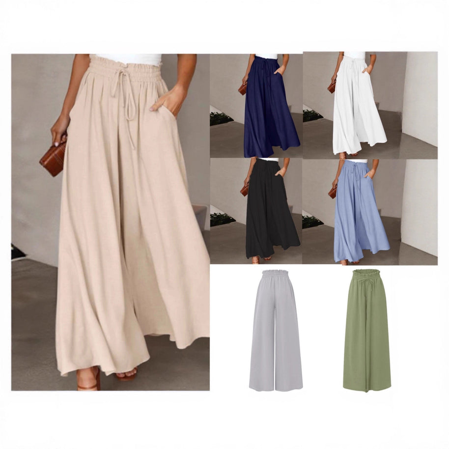 Damen weite Hose mit elastischem Bund und Taschen WW