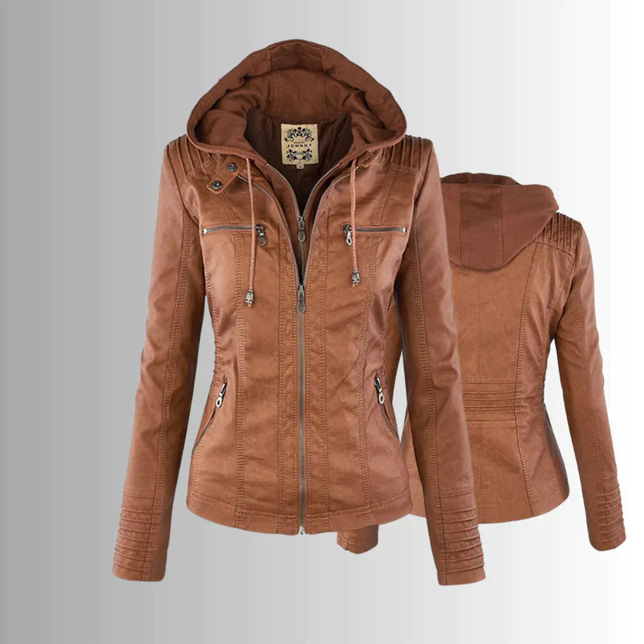 WW | Elegantes Motorradjacke Mit Kapuze Aus Hochwertigem Leder