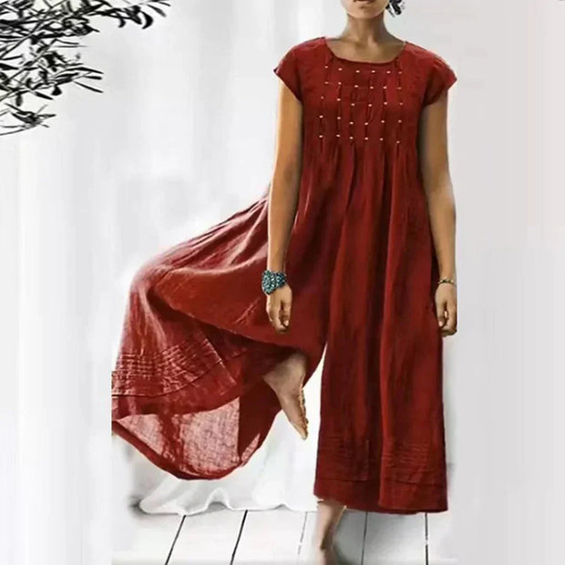 WW | Atmungsaktives Baumwoll-Leinen-Kleid