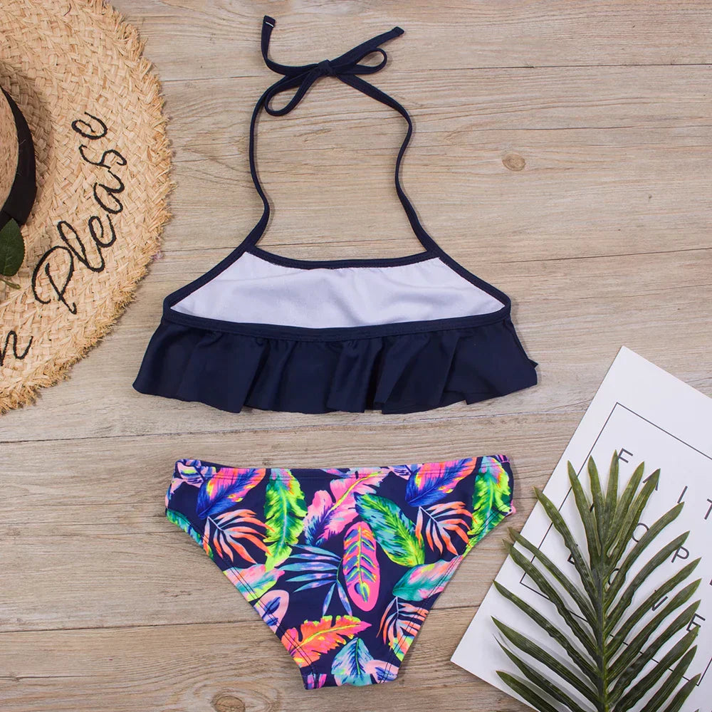 WW | Neu Falbala Kids Badebekleidung Badeanzug Neuer Druck Mädchen Kid Bikini Set 5 14 Jahre Kinder Bandage Schwimmanzug Strandbekleidung A247