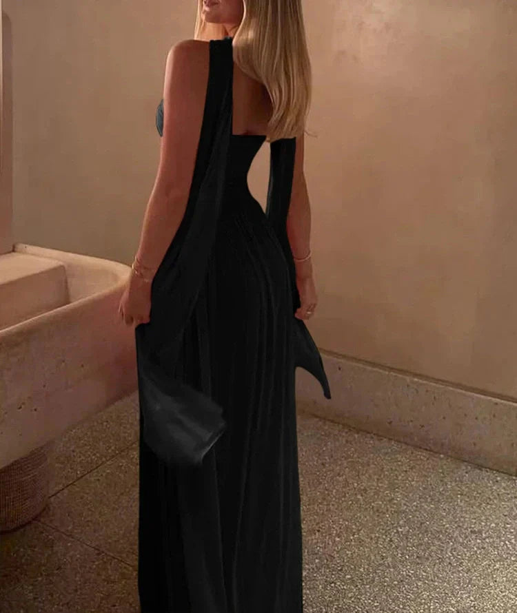 WW | Patchwork Maxi Kleid Schal Rückenfrei Strapless Rüschen Bankett
