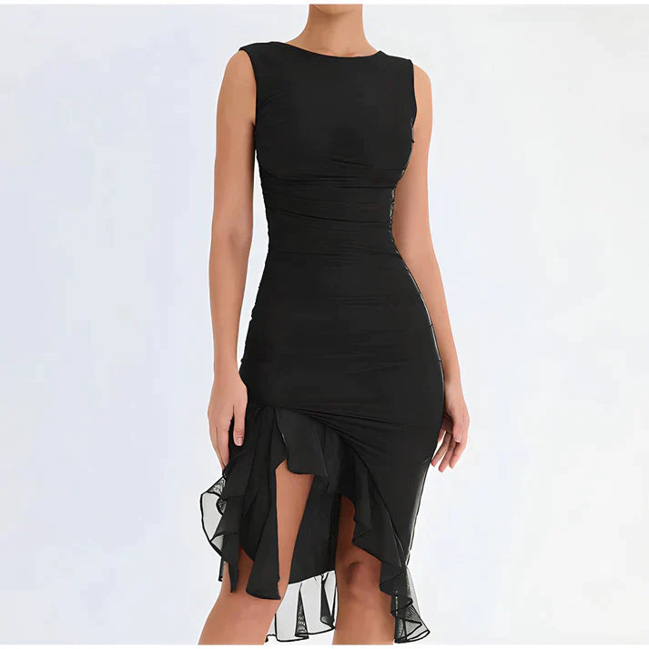 WW - Elegantes Bodycon-Kleid mit Rüschen