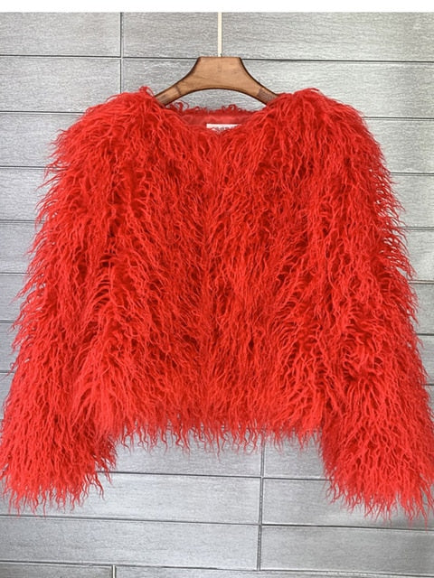 WW Mantel für Damen, dicker, warmer Kunstpelzmantel