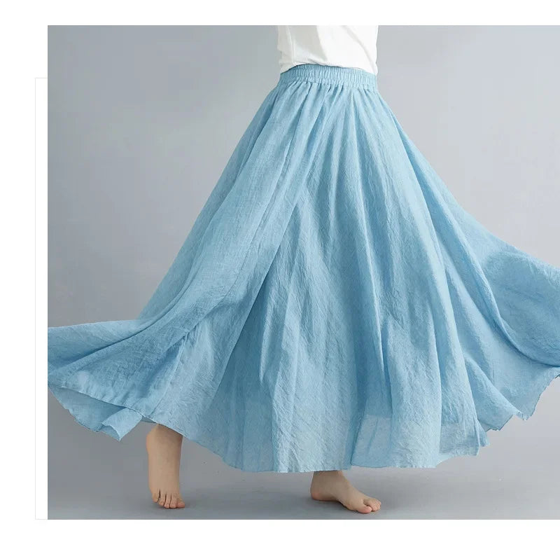 WW | Mode Baumwolle Leinen Kleidung Frauen Röcke Maxi Y2K Elegant Strand Saia Ropa Mujer Lässiges Kleid Boho Lange Röcke Faldas Harajuku