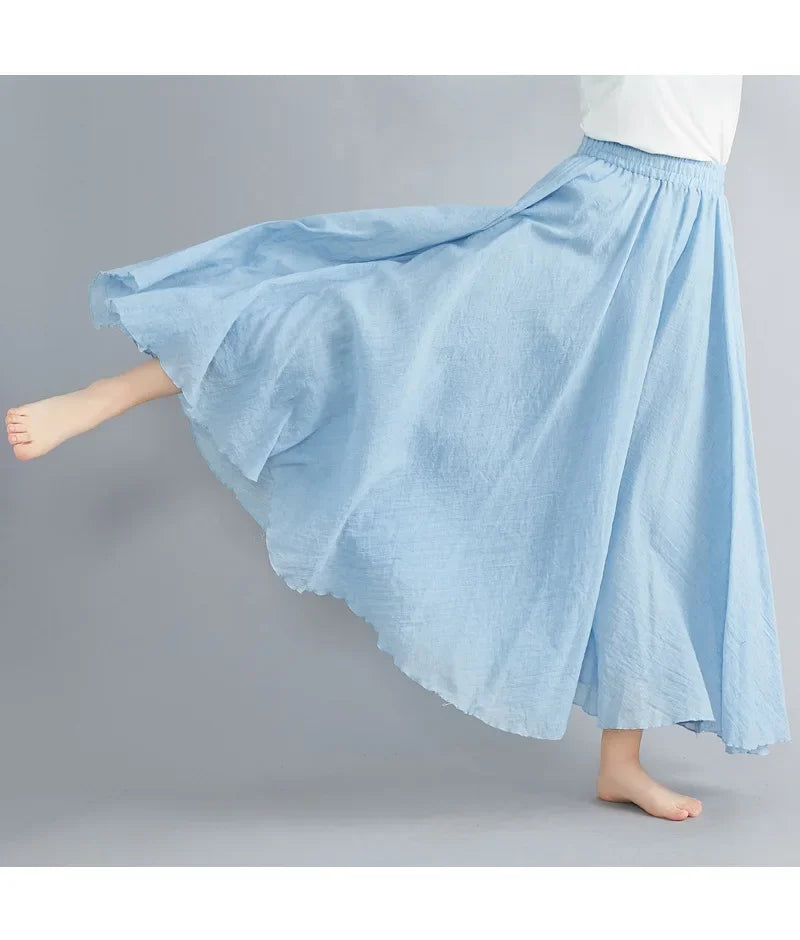 WW | Mode Baumwolle Leinen Kleidung Frauen Röcke Maxi Y2K Elegant Strand Saia Ropa Mujer Lässiges Kleid Boho Lange Röcke Faldas Harajuku