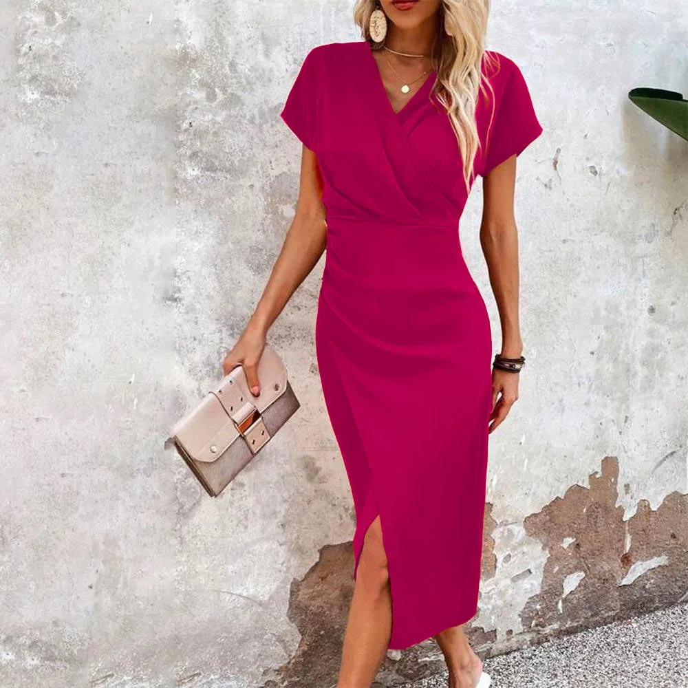 WW | Lässig Kurzes Mini Kleid Mit V-ausschnitt