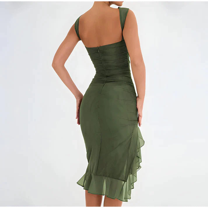WW - Elegantes Bodycon-Kleid mit Rüschen