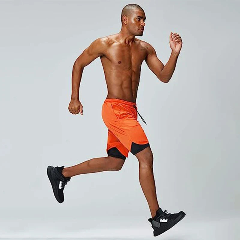WW | Herren 2 in 1 Laufshorts Schnelltrocknend Für Sport Und Training Selfico