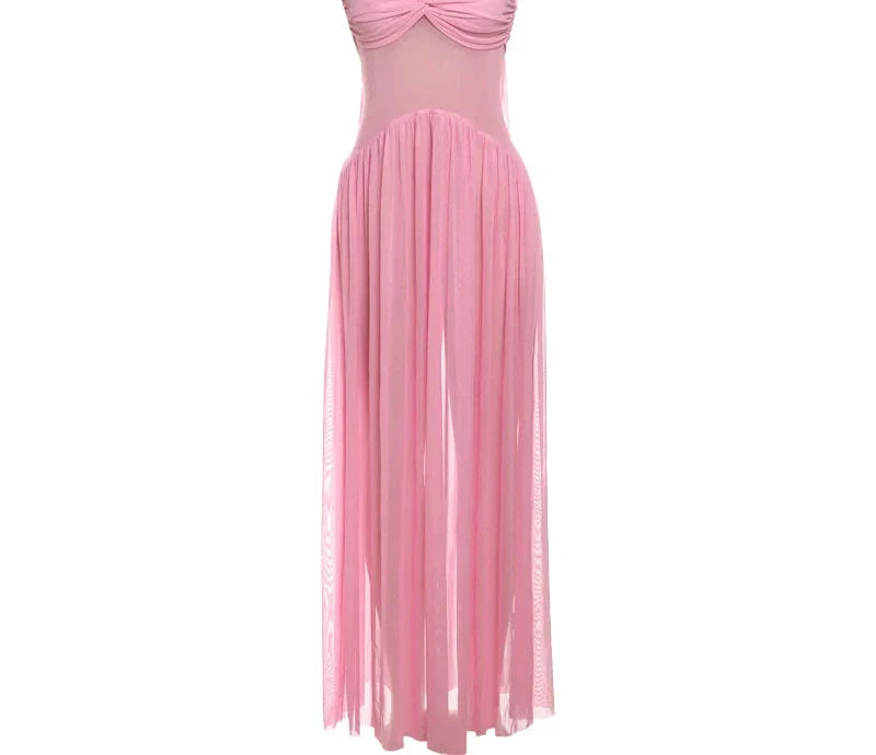 WW | Patchwork Maxi Kleid Schal Rückenfrei Strapless Rüschen Bankett